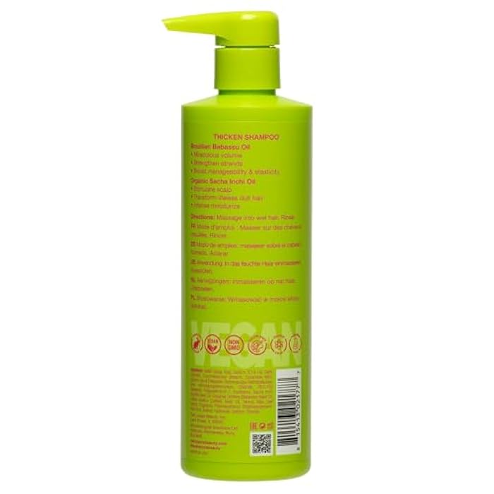 Sashapure Thicken Shampoo with Sacha Inchi Oil, Adds Volume and Fullness to Fine or Thinning Hair, Gently Cleanses Without Stripping, Sulfate and Paraben Free 15oz - Image 2