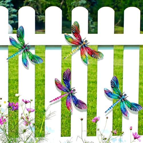 SUNREEK Metal Dragonfly Wall Decor, 9 Inches Dragonfly Outdoor Wall Art for Fence Garden Yard Patio Decorations - Image 4