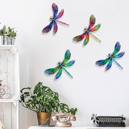 SUNREEK Metal Dragonfly Wall Decor, 9 Inches Dragonfly Outdoor Wall Art for Fence Garden Yard Patio Decorations - Image 2