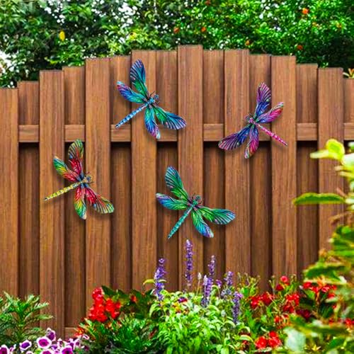 SUNREEK Metal Dragonfly Wall Decor, 9 Inches Dragonfly Outdoor Wall Art for Fence Garden Yard Patio Decorations - Image 5