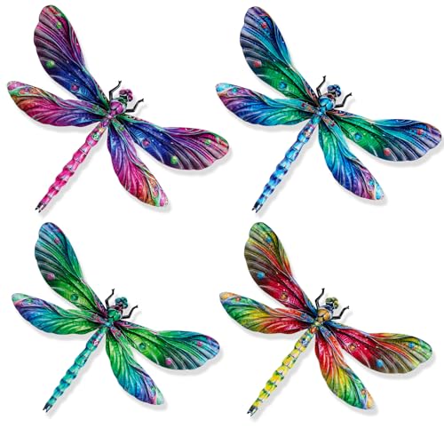 SUNREEK Metal Dragonfly Wall Decor, 9 Inches Dragonfly Outdoor Wall Art for Fence Garden Yard Patio Decorations - Image 1