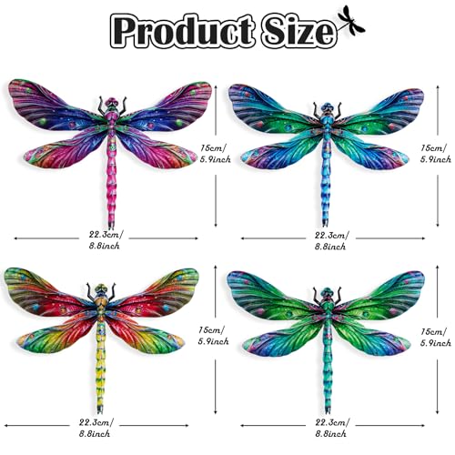 SUNREEK Metal Dragonfly Wall Decor, 9 Inches Dragonfly Outdoor Wall Art for Fence Garden Yard Patio Decorations - Image 3