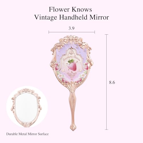 Flower Knows Violet Strawberry Rococo Hand Mirror,Vintage Portable Handheld Mirror,Fancy & Pretty Princess Mirror with Long Handle,Gift for Girls(Wisteria Purple) - Image 3