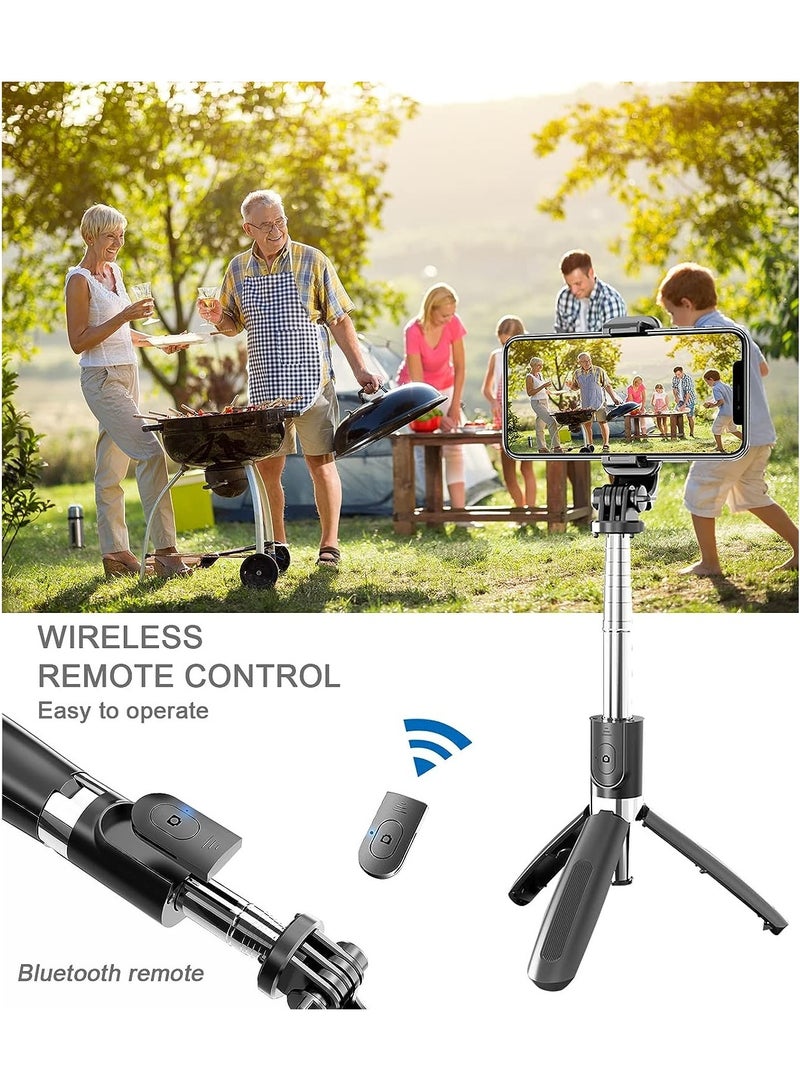 إلترازون Selfie Stick, Extendable Selfie Stick with Tripod Stand and Detachable Wireless Bluetooth Remote, Ultra Compact Selfie Stick for Mobile and All Smart Phones – Black - Image 2