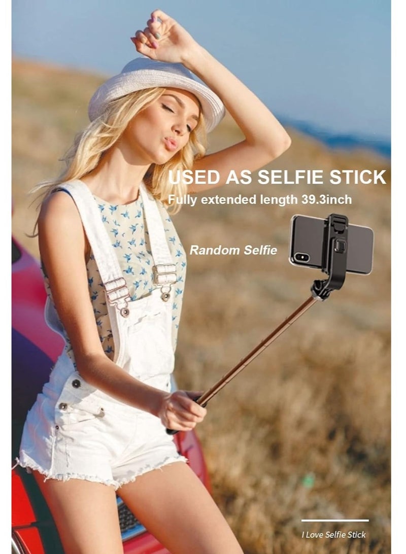 إلترازون Selfie Stick, Extendable Selfie Stick with Tripod Stand and Detachable Wireless Bluetooth Remote, Ultra Compact Selfie Stick for Mobile and All Smart Phones – Black - Image 4