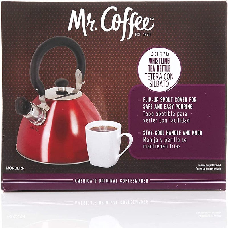 Mr. coffee غلاية شاي مورنبرن من مستر كوفي سعة 1.8 لتر من الفولاذ المقاوم للصدأ، حمراء - Image 4