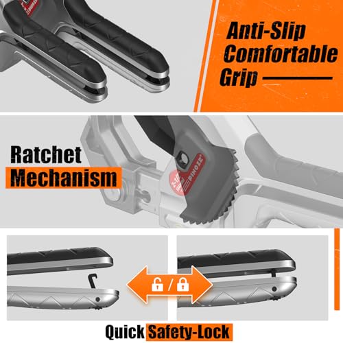 PINOZE PVC Pipe Cutter, 3-Gear Adjustable Cut up to 2-1/2”, Ratchet Pipe Cutter Tool Heavy-Duty for PVC, PPR, PE, PEX, Plastic Hoses & Plumbing Pipes with Teflon Coated SK5 Blade - Image 4