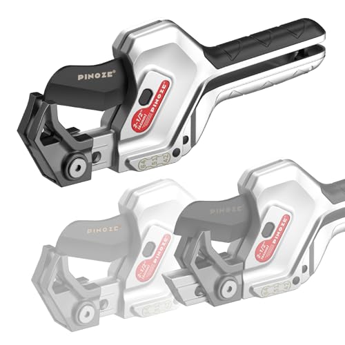 PINOZE PVC Pipe Cutter, 3-Gear Adjustable Cut up to 2-1/2”, Ratchet Pipe Cutter Tool Heavy-Duty for PVC, PPR, PE, PEX, Plastic Hoses & Plumbing Pipes with Teflon Coated SK5 Blade - Image 1
