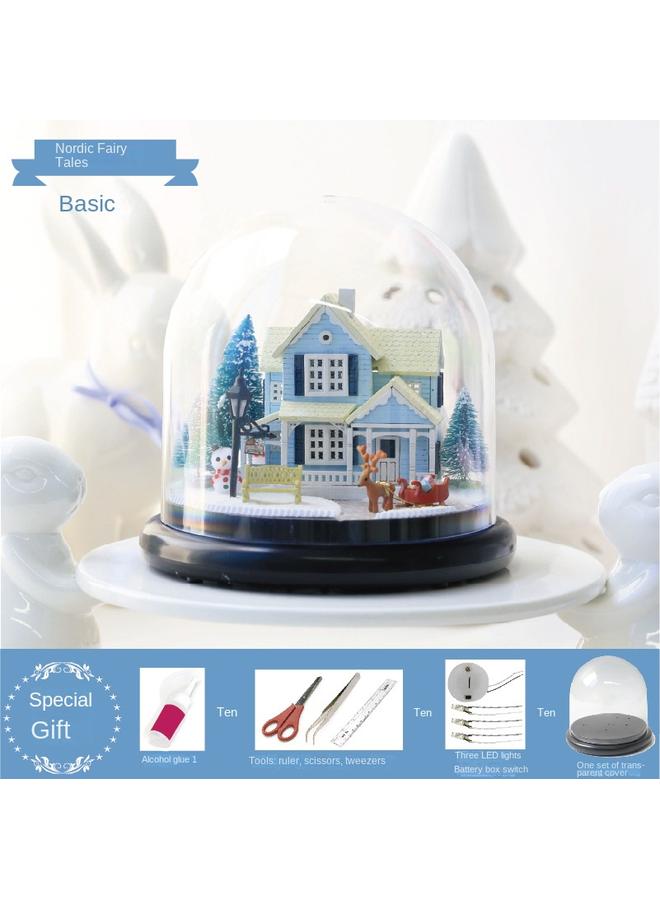 Bluejw Wise House Diy Hut Handmade Three-dimensional Small House Rotating Music Model Toy Creative Female Birthday Gift - Image 1