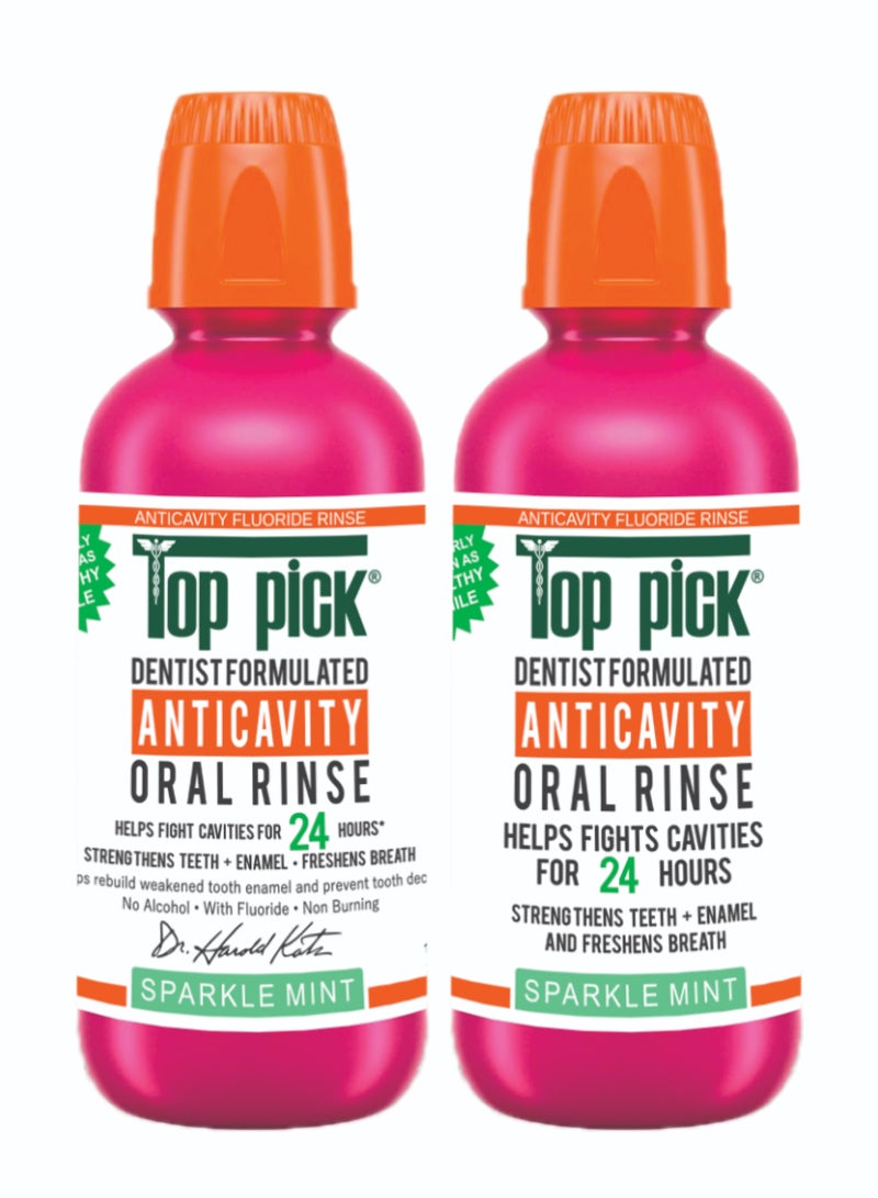 Top Pick Sparkle Mint 24H Plus Sparkle Mint Healthy Smile Dentist Formulated Anticavity Oral Rinse Combo Pack Of 2