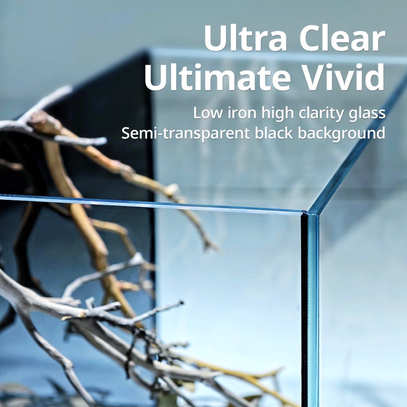 NICREW 2.5 Gallon Nano Nature Aquarium Kit, Ultra-Clear Rimless Desktop Fish Tank with Light and Filter, Perfect for Small Fish, Shrimp, or Betta, Basic Version, Black - Image 3