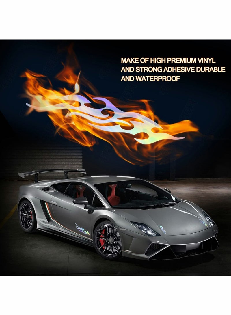 Y&D 4 Pcs 12cm+29cm Flame Reflective Sticker for Car Racing Sports Stripe Decal Golf Cart Vinyl Waterproof DIY Body Side Truck SUV Off-Road Vehicles Skateboard (Gradient)  - Image 3