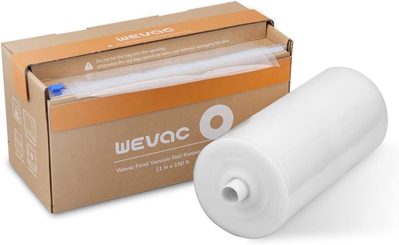 Wevac 11” x 150’ Food Vacuum Seal Roll Keeper with Cutter, Ideal Vacuum Sealer Bags for Food Saver, BPA Free, Commercial Grade, Great for Storage, Meal prep and Sous Vide - Image 1