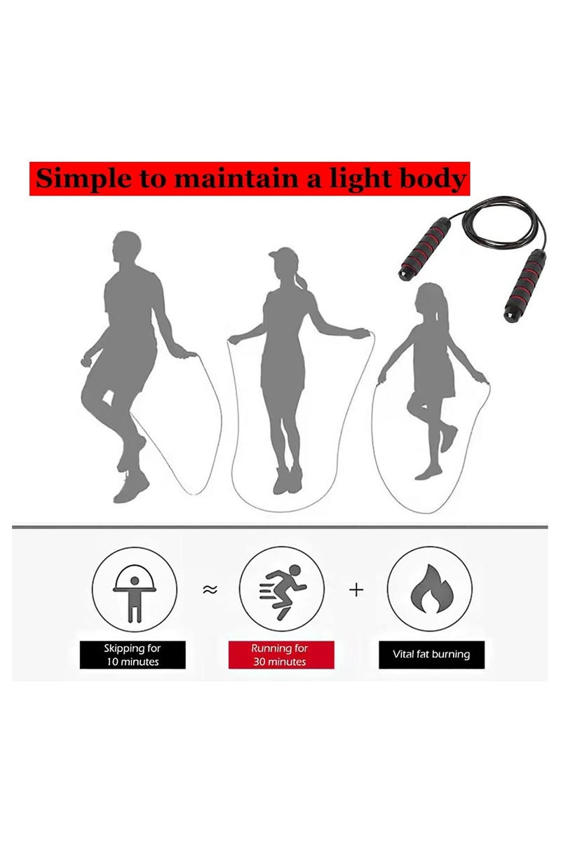 Weighted Adjustable Jump Rope for Fitness, CrossFit, Boxing & Cardio – High Speed Skipping Rope with Steel Wire Cable, Smooth Bearing System & Anti-Slip Foam Handles – Ideal for Men, Women & Kids Home Workouts - Image 4