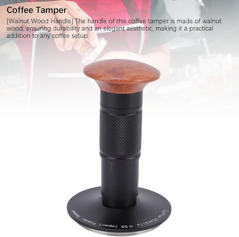 58mm Coffee Tamper, Stainless Steel Tool with Walnut Wood Handle, Even Compaction for Lovers - Image 2