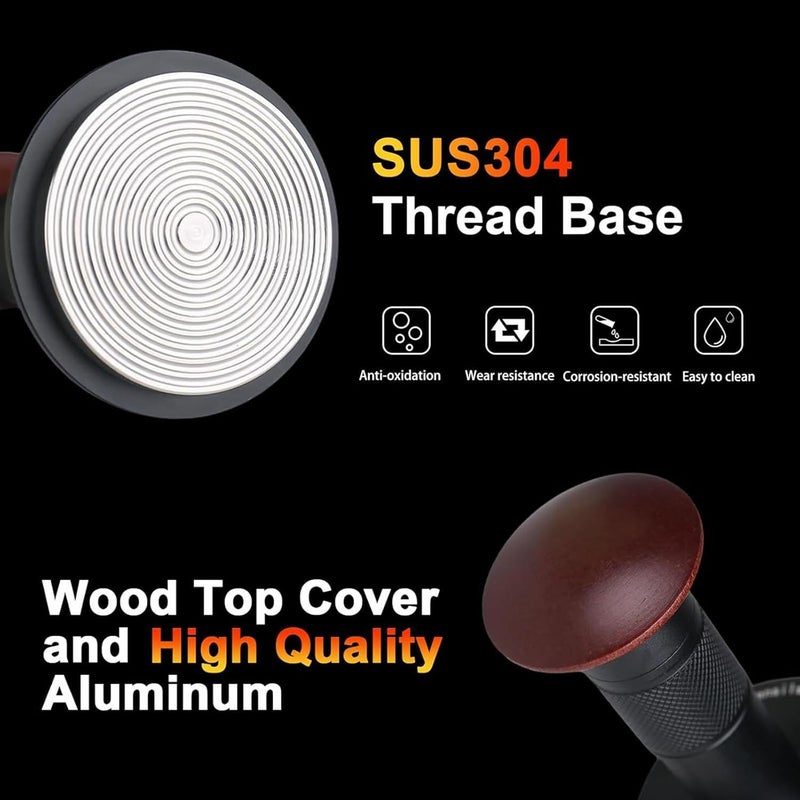 58mm Coffee Tamper, Stainless Steel Tool with Walnut Wood Handle, Even Compaction for Lovers - Image 3