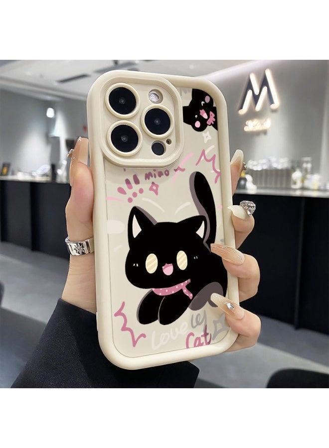 NIBEMINENT Scare The Kitten Protective TPU Case Cover For iPhone 14 Plus, Antique White