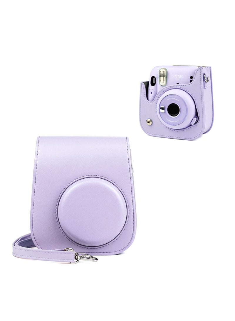 Protective Camera Case for Fujifilm Instax Mini 11 Instant Camera Bag/PU Leather Fashion Beautiful Painting Pattern Instax Camera Cover w/Removable Strap Pocket (Purple) - Image 2