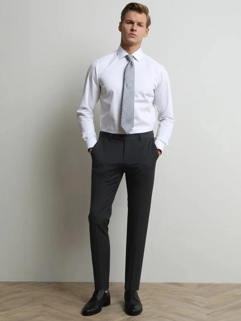 Kip Hard Coal Weaving Slim Fit Classical Wool Blended Trousers