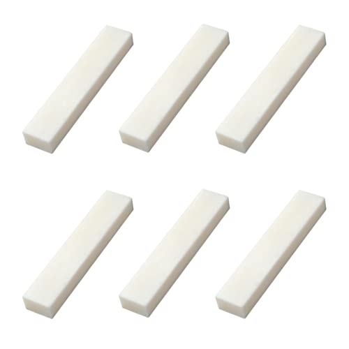 MAXCHEER 6 String Acoustic Guitar Bone Bridge Saddle and Nut Made of Real Bone with 2pcs Sandpaper (6Pcs Nut) - Image 3