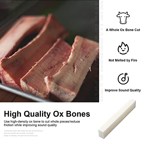 MAXCHEER 6 String Acoustic Guitar Bone Bridge Saddle and Nut Made of Real Bone with 2pcs Sandpaper (6Pcs Nut) - Image 4