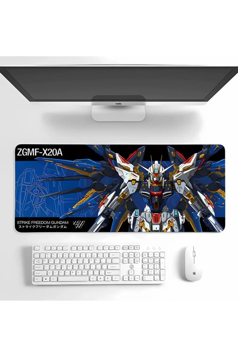 Extra-large anime cartoon game mouse pad, thickened desk pad with precise locking edge and anti-slip keyboard，15.7×35.4 inch
