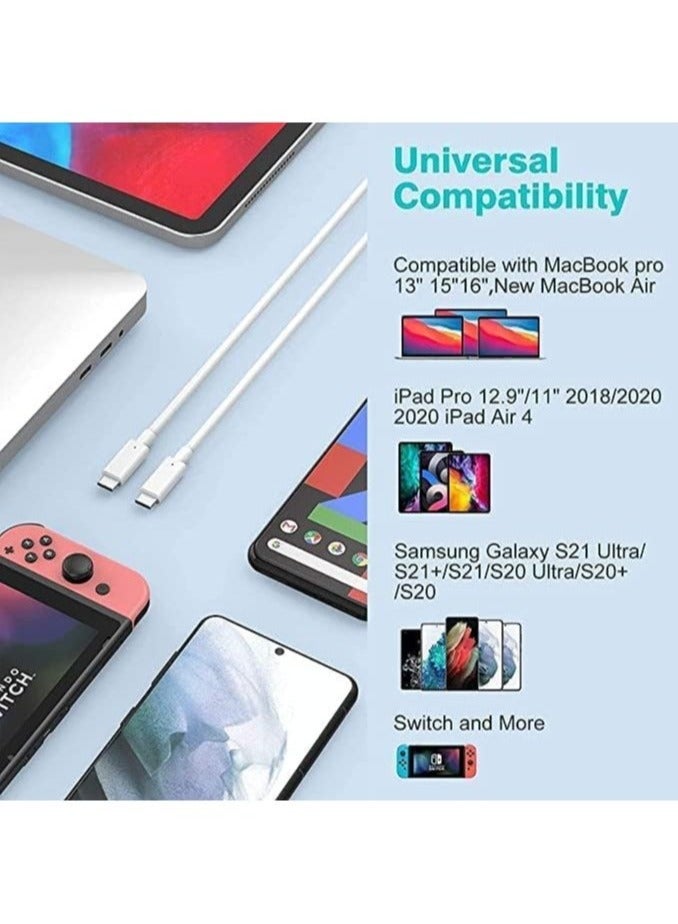 بيوينتي كابل USB-C إلى USB-C 2 متر، كابل شاحن USB C لأجهزة iPhone 15، iPhone 16، Mac Book Pro 2020، iPad Pro 2020، Switch، Samsung Galaxy S20 Plus S9 S8 Plus، Pixel، أجهزة الكمبيوتر المحمولة وغيرها الكثير - Image 4