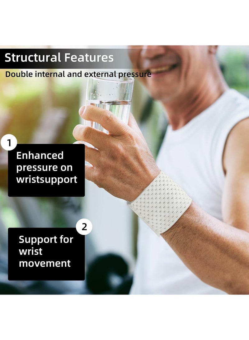 Mmmon 2 Pairs Sports Wristband Adjustable Wrist Supporting Brace Band Injury Wrap Wristband Bandage Strap Gym Wrist Protector (Pink & White) - Image 4