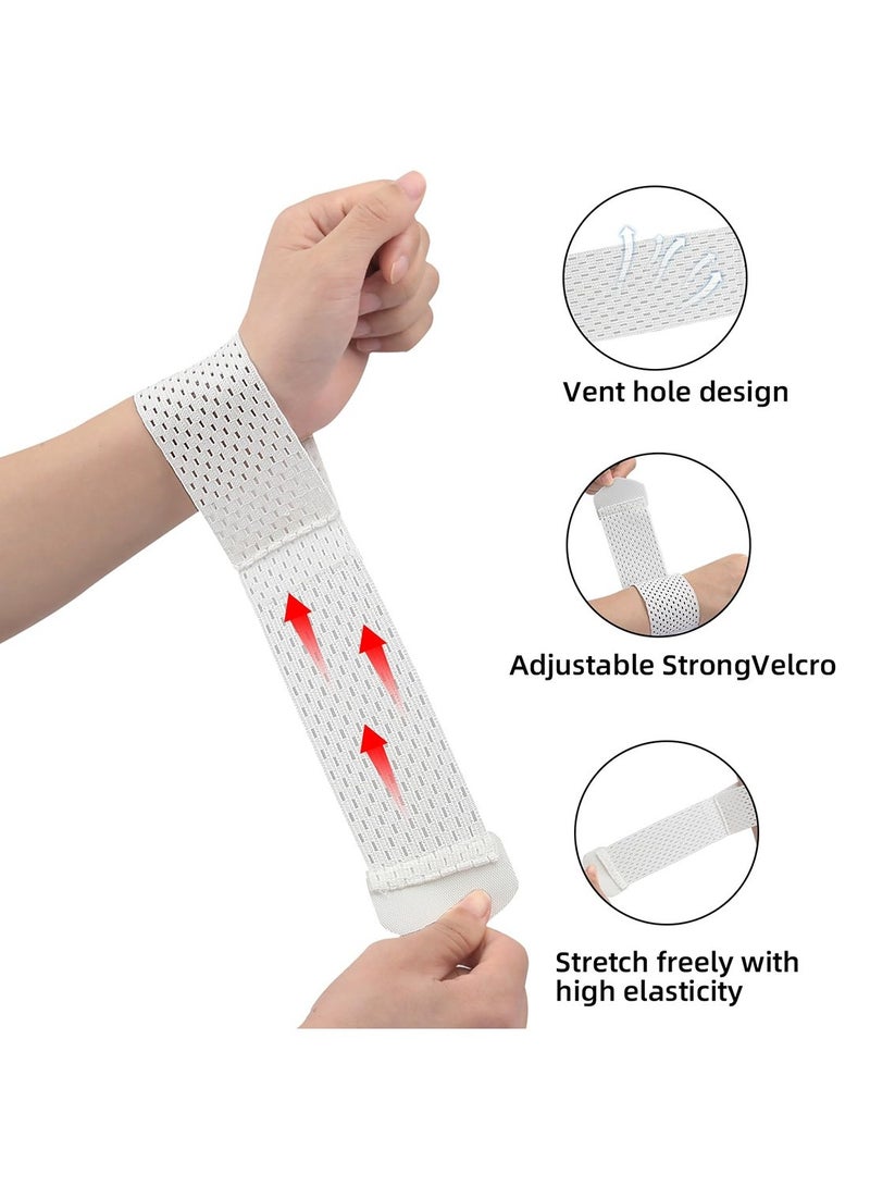 Mmmon 2 Pairs Sports Wristband Adjustable Wrist Supporting Brace Band Injury Wrap Wristband Bandage Strap Gym Wrist Protector (Pink & White) - Image 3