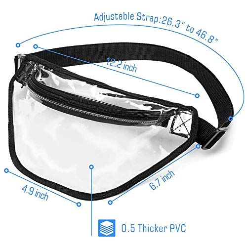 BuyAgain Clear Fanny Pack, BuyAgain Clear Transparent Waterproof Stadium Approved Waist Fashion Pouch Bag for Women Men Concerts Work office Sports Travel and Daily Use - Image 3