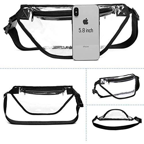 BuyAgain Clear Fanny Pack, BuyAgain Clear Transparent Waterproof Stadium Approved Waist Fashion Pouch Bag for Women Men Concerts Work office Sports Travel and Daily Use - Image 2