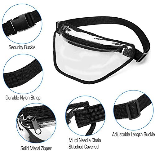 BuyAgain Clear Fanny Pack, BuyAgain Clear Transparent Waterproof Stadium Approved Waist Fashion Pouch Bag for Women Men Concerts Work office Sports Travel and Daily Use - Image 4