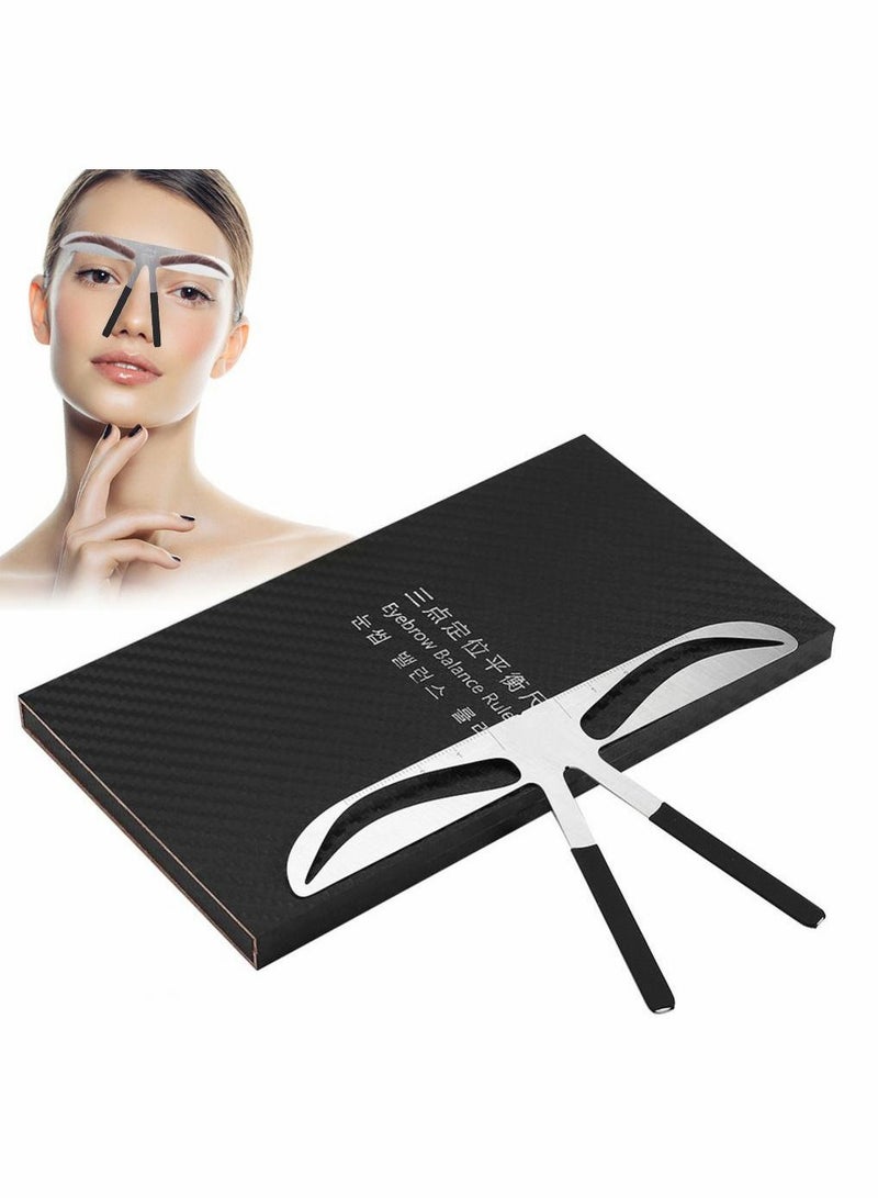 KASTWAVE Eyebrow Ruler, Eyebrow Shaping Stencil Kit, Permanent Tattoo Makeup Stencil Shaper Extension, Three-point positioning design Ruler Shape, Stainless Steel Makeup Tool (European Style Eyebrow) - Image 1