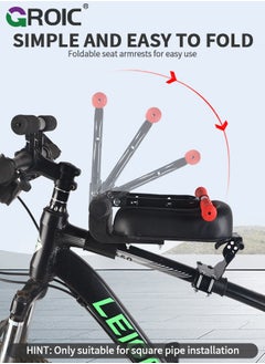 GROIC Child Bike Seat, Kids Bike Seat with Handlebar Attachment, Detachable Front Mounted Child Bicycle Seats with Foot Pedals for  Children from 1 to 8 Years Old, Suitable for Square Tube Bicycles  - Image 4