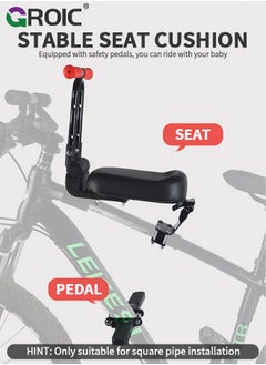 GROIC Child Bike Seat, Kids Bike Seat with Handlebar Attachment, Detachable Front Mounted Child Bicycle Seats with Foot Pedals for  Children from 1 to 8 Years Old, Suitable for Square Tube Bicycles  - Image 3