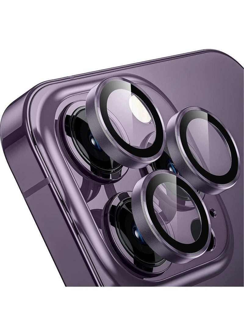 ELTRAZONE for iPhone 14 Pro - iPhone 14 Pro Max Camera Lens Protector, 9H Tempered Glass Camera Cover Screen Protector Metal Individual Ring for iPhone 14Pro 6.1 inch iPhone 14 ProMax 6.7 inch (Deep Purple)