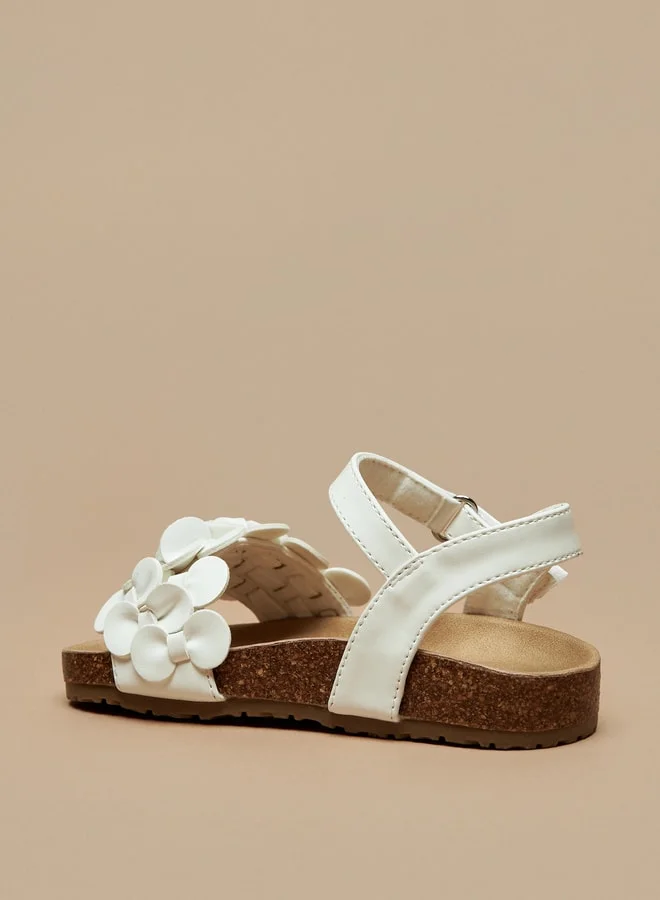 Flora Bella By Shoexpress Girls Applique Detail Sandals With Hook And Loop Closure