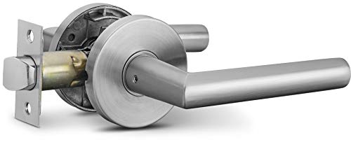 Berlin Modisch Passage Lever Door Handle Sleek Round NonLocking Lever Set for Hallway or Closet Doors Reversible for Right Left Sided Doors Heavy Duty Satin Nickel Finish