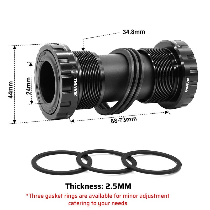 Thinvik Bottom Bracket, BSA 68-73mm English for 24mm Spindle Crank,Compatible with Shimano Crankset - Image 4