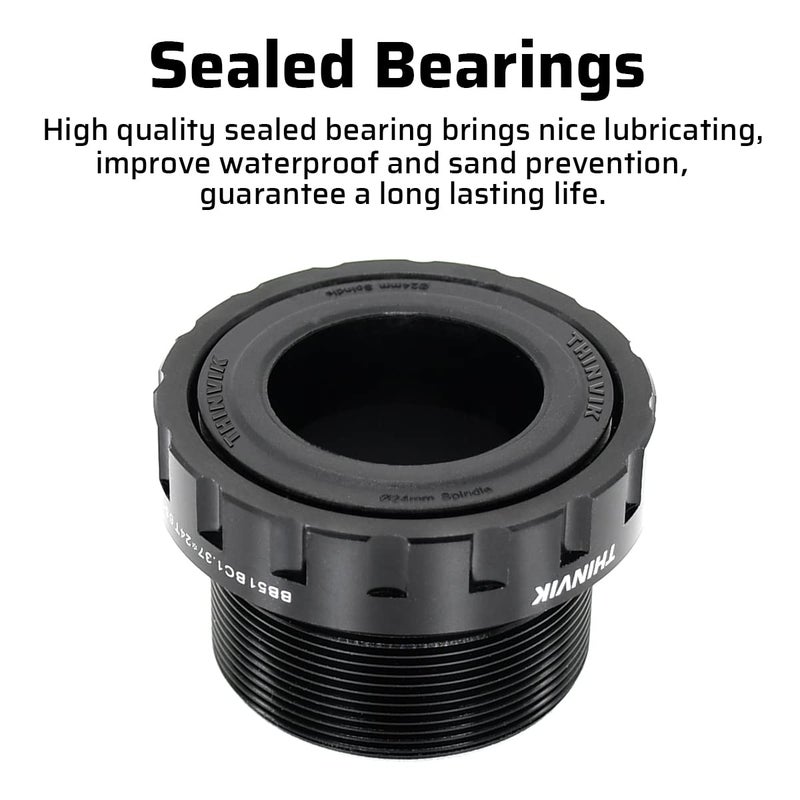 Thinvik Bottom Bracket, BSA 68-73mm English for 24mm Spindle Crank,Compatible with Shimano Crankset - Image 3