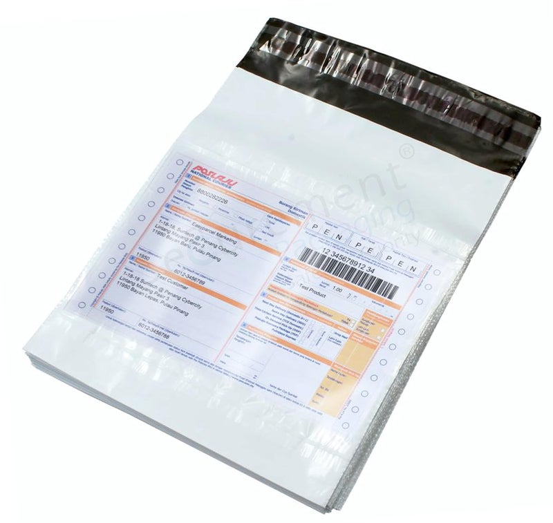 SECUREMENT Courier Bags/Envelopes/Pouches/Cover with Pod, 51 Microns, 16 Inch x 20 Inch, White and Black, Pack of 100 - Image 1
