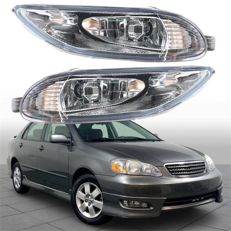 RainMan S Pair of Front Fog Light Replacement for Corolla 2005 2006 2007 2008 Switch Wiring Driver Left and Passenger Right Side Fog Driving Lamps