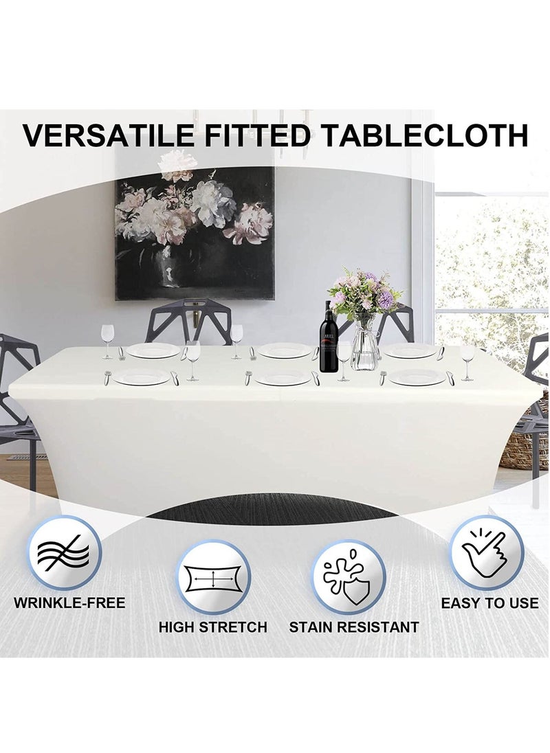 GOLDEN MILLION - Spandex Tablecloths for 6 ft Home Rectangular Table Fitted Stretch Table Cover Polyester Tablecover Table Toppers - Image 1