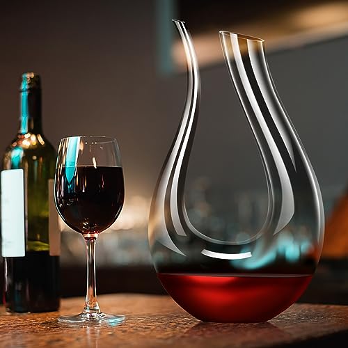 Smaier Wine Decanter,Red Wine Carafe,Wine Aerator,100% Hand Blown Lead-free Crystal Glass,Wine Decanters and Carafes,Wine Gift with Luxury Packaging,Wine Accessories (1500ML) - Image 4