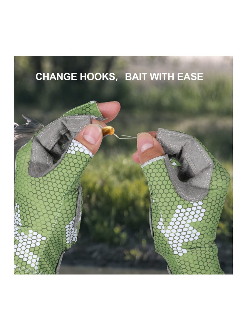 SYOSI Camouflage Fishing Gloves with Silicone Anti-Slip Design - Comfortable, Breathable Fishing Gloves with Sun Protection( L-XL)  - Image 3