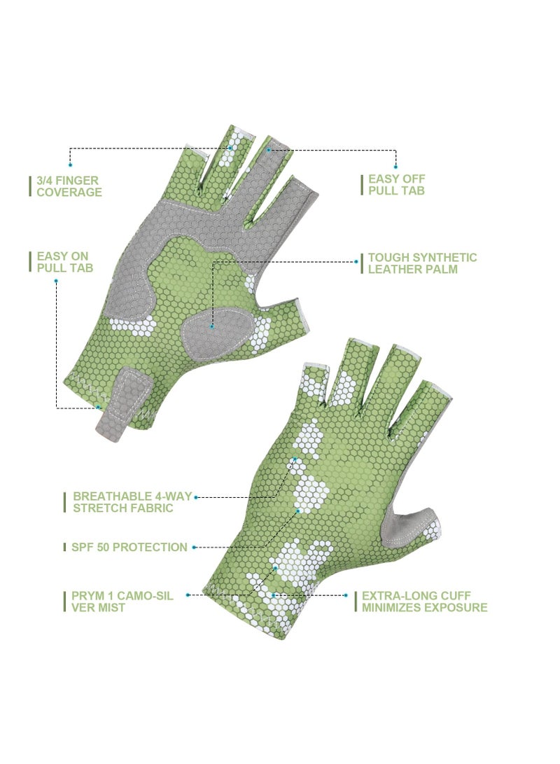 SYOSI Camouflage Fishing Gloves with Silicone Anti-Slip Design - Comfortable, Breathable Fishing Gloves with Sun Protection( L-XL)  - Image 4