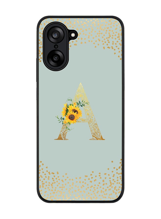 Stylizedd For OnePlus Nord CE5 / Ace 5 Racing Case,Slim fit Camera Protection, Shockproof Thin Phone cover  - Custom Floral Monogram - A  (Light Grey )