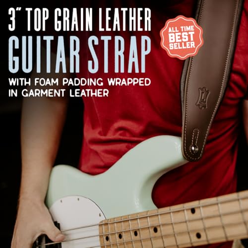 Levy's Levys Leathers Amped Leather Series 3 Wide Top Grain Leather Guitar Straps Black and White Tuxedo M26PDBLK_WHT - Image 3