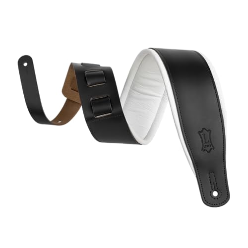 Levy's Levys Leathers Amped Leather Series 3 Wide Top Grain Leather Guitar Straps Black and White Tuxedo M26PDBLK_WHT - Image 1