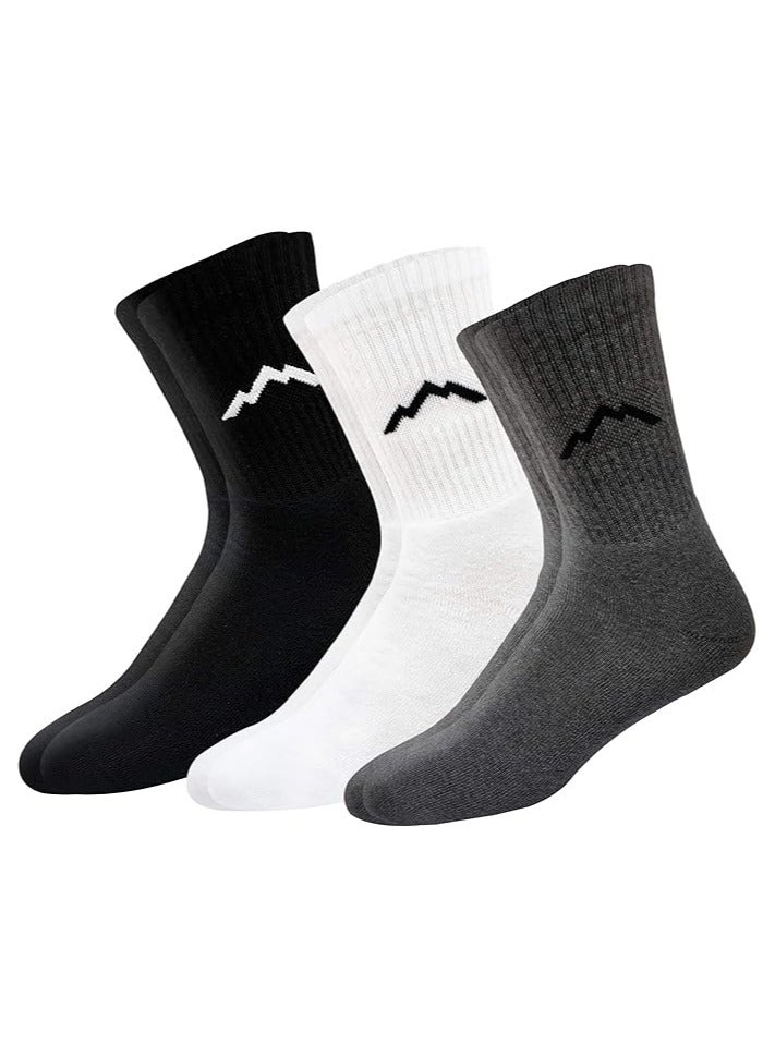 Ranger Ranger Sport Men's Heavy Duty Cotton Crew Athletic Socks (EU 39-45, US 7-12, Multicolored)- Pack of 3  - Image 1